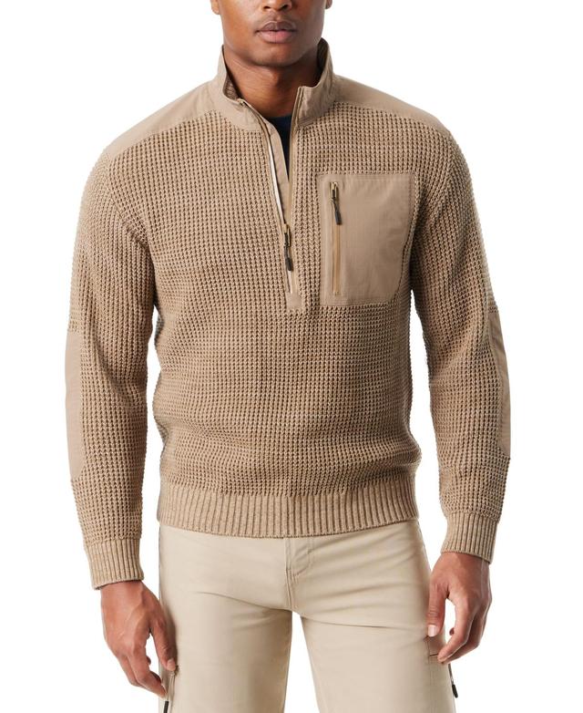 Bass Outdoor Mens Quarter-Zip Long Sleeve Pullover Patch Sweater Product Image