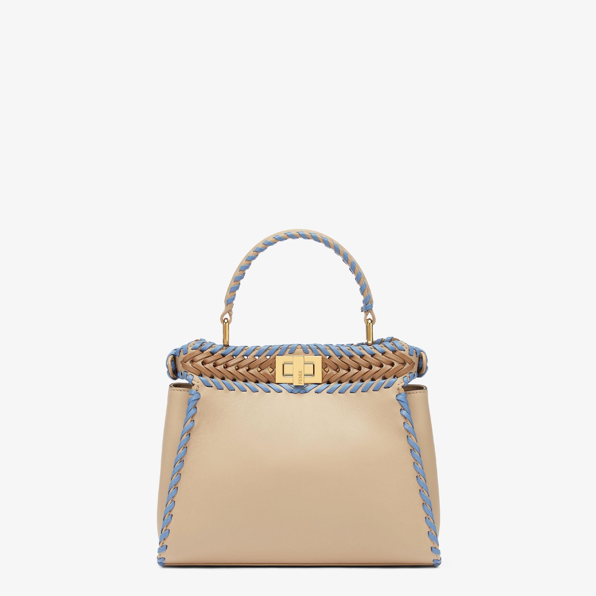 Peekaboo MiniBeige leather bag with multicolor interlacing Product Image