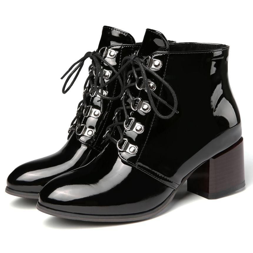 Chunky Heel Lace-Up Short Boots product image