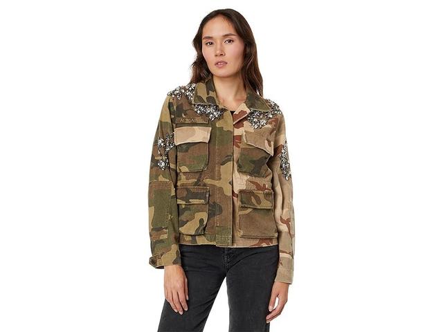 AllSaints Finch Embroidered Jacket (Camo Green) Women's Clothing Product Image