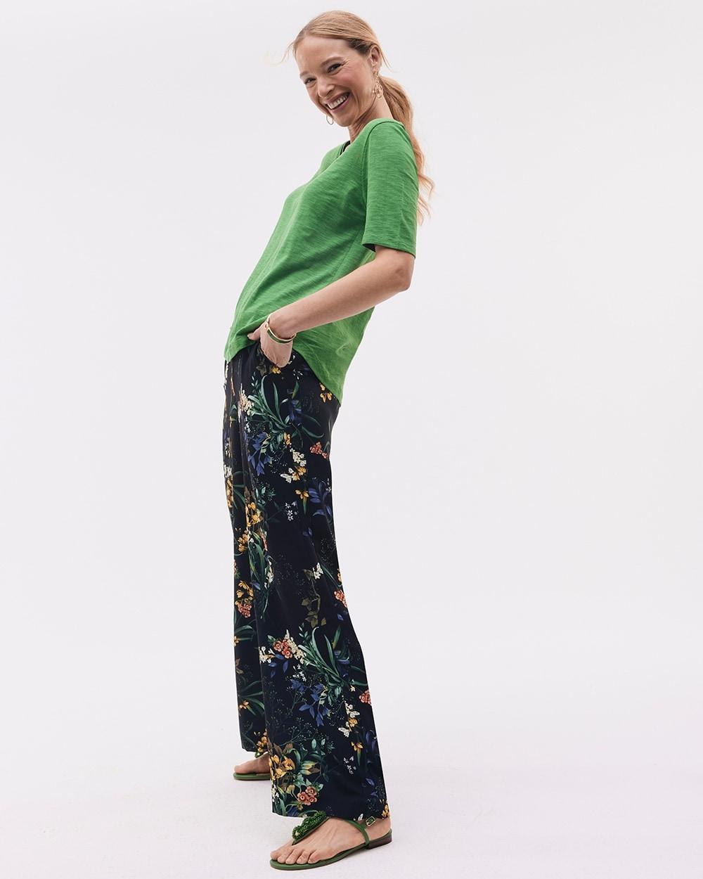 Chico's Women's Floral Wide Leg Soft Pants Product Image