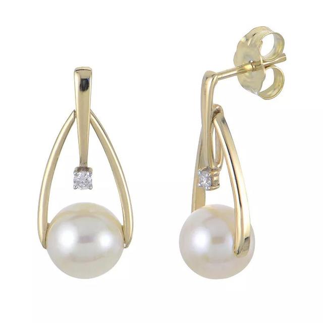 PearLustre by Imperial 14k Gold Freshwater Cultured Pearl & Diamond Accent Drop Earrings, Womens, White Product Image