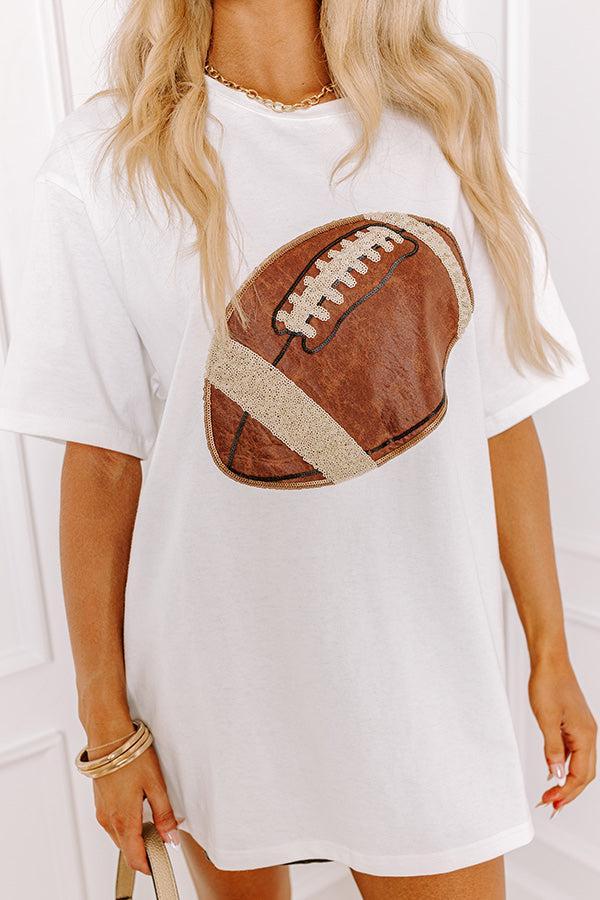 Kickoff Cutie Embroidered Oversized Tee in White Product Image