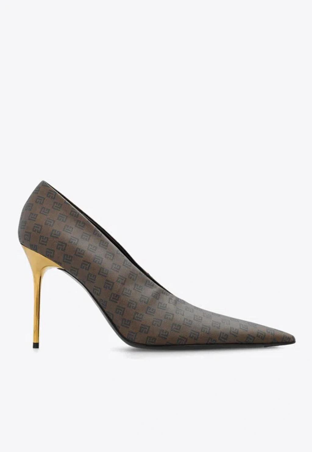 100 Monogram Pointed Pumps In Brown product image