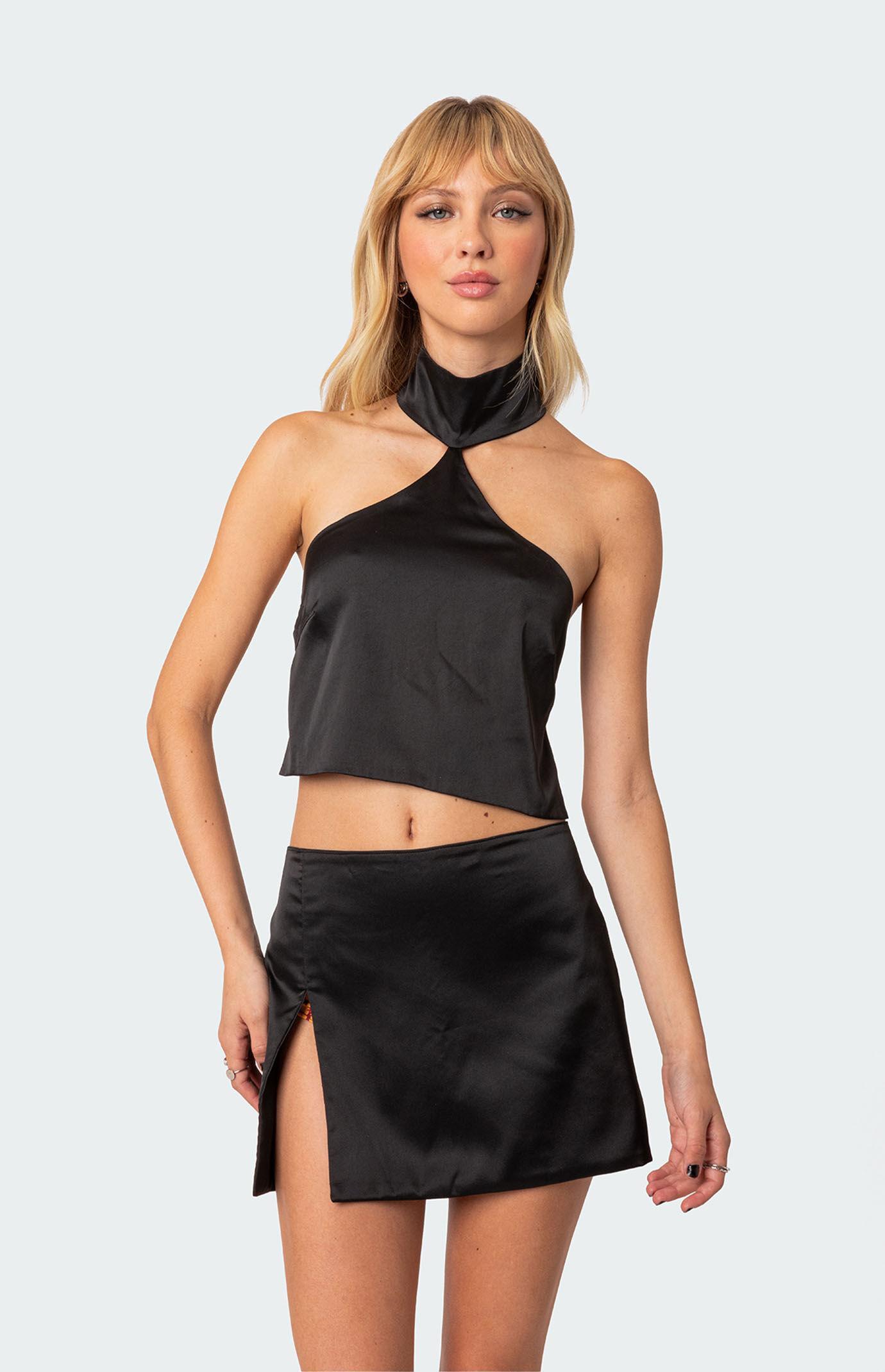 Edikted Women's Daina Satin Open-Back Crop Top Product Image