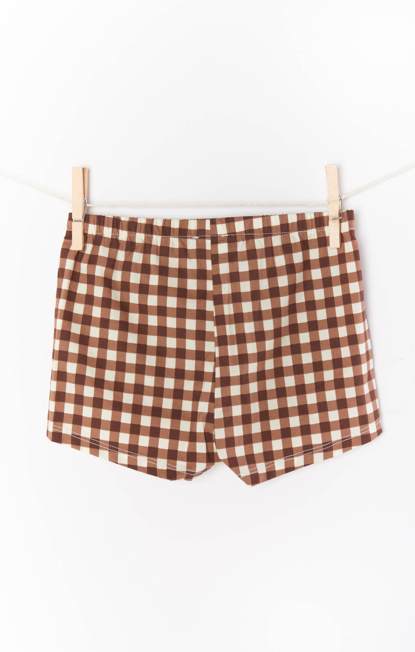 Lil Easy Shorts ~ Brown Gingham Kids Product Image