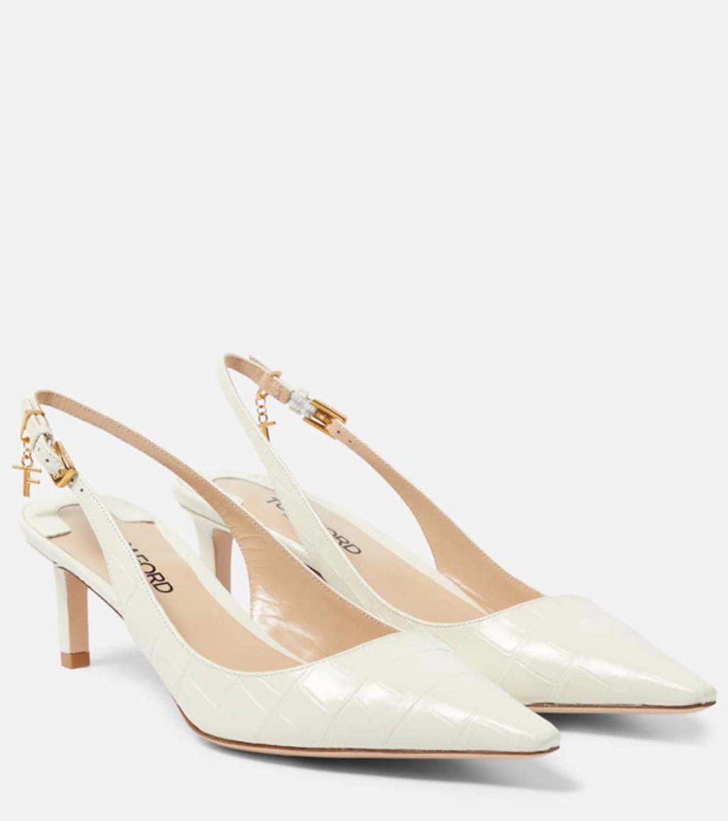 TOM FORD White Angelina 55 Leather Pumps In Neutrals Product Image