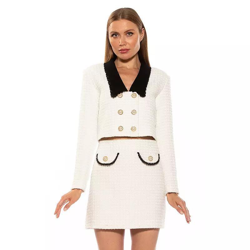 Womens ALEXIA ADMOR Aurelia Drop Lace Collar Cropped Tweed Jacket Product Image