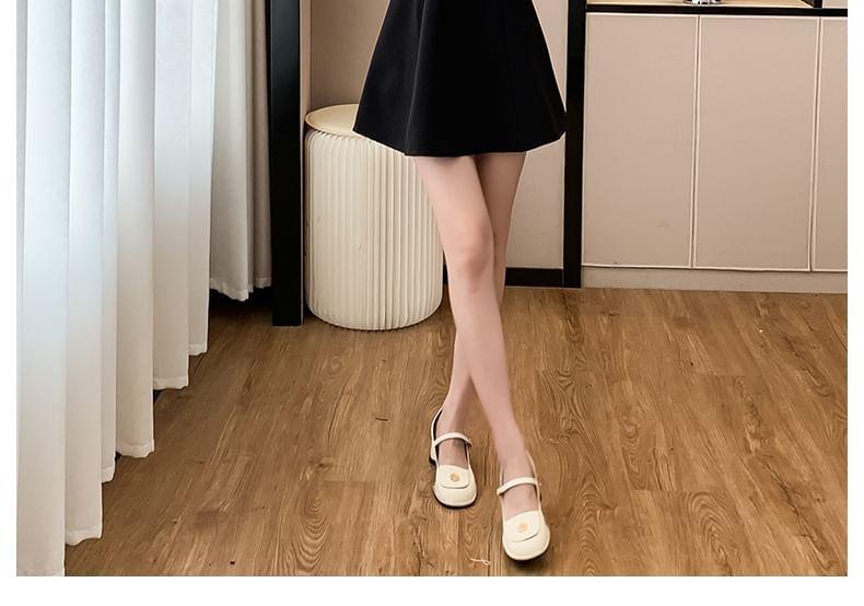 Long-Sleeve Plain Contrast Trim Bow Mini A-Line Dress Product Image