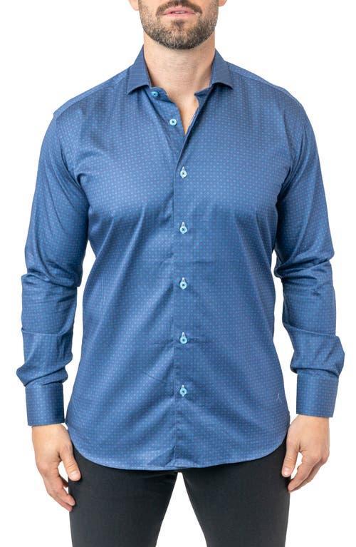 Maceoo Einstein Stretchstamped 01 Blue Contemporary Fit Button-Up Shirt Product Image