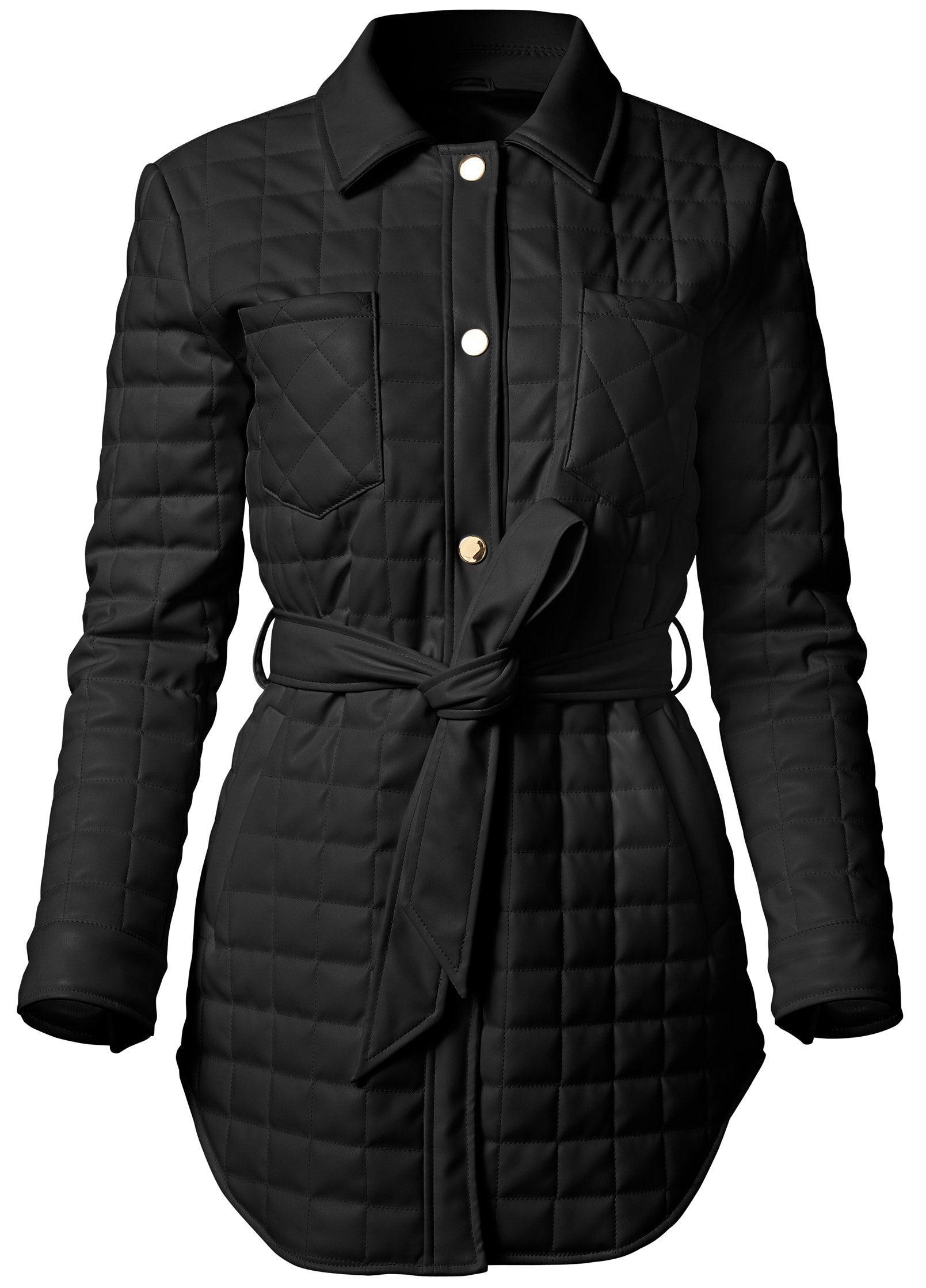 Faux-Leather Shacket  - Black product image