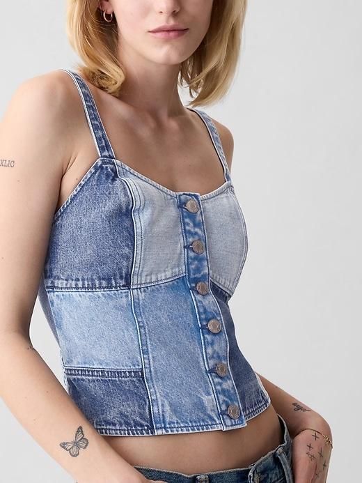 Patchwork Denim Corset Top Product Image