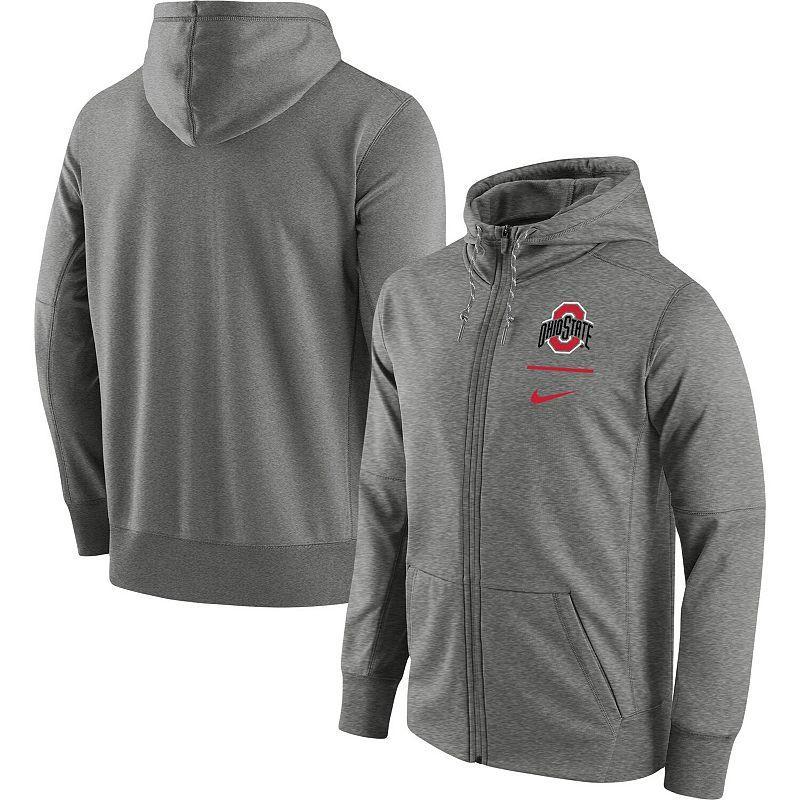 Mens Nike Heathered Gray Ohio State Buckeyes Logo Stack Performance Full-Zip Hoodie Product Image