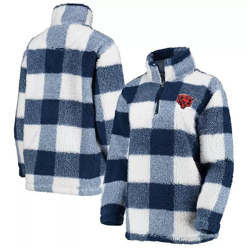 Womens G-III 4Her by Carl Banks Chicago Bears Sherpa Plaid Quarter-Zip Jacket Blue Product Image