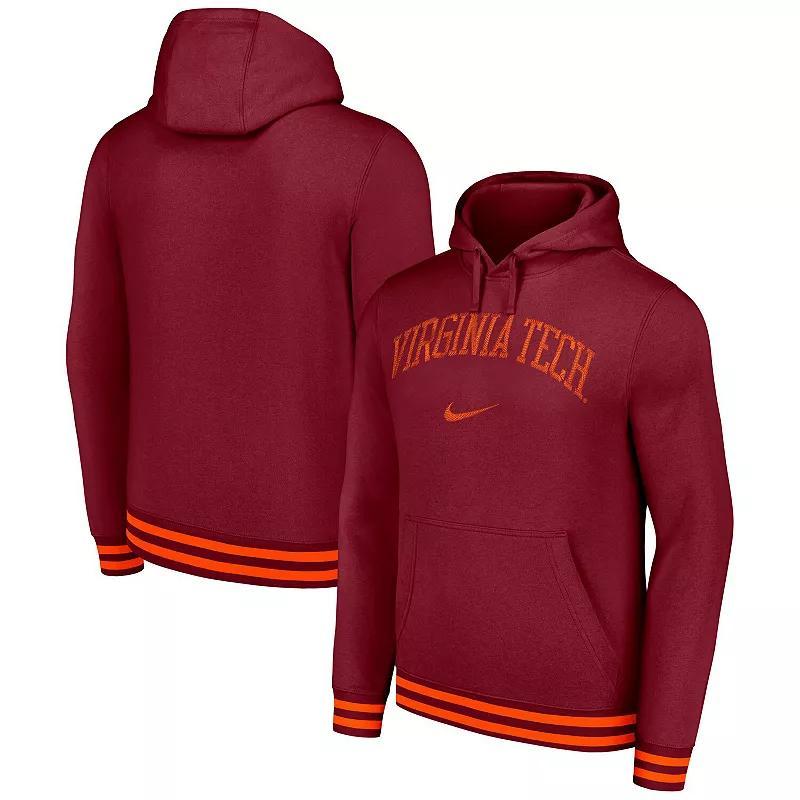 Mens Nike Maroon Virginia Tech Hokies DistressedSketch Retro Fitted Pullover Hoodie Product Image