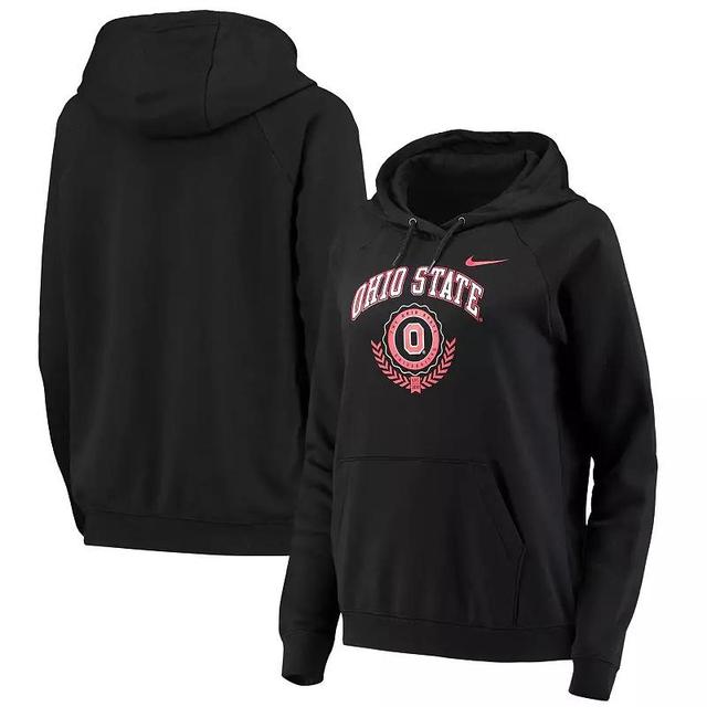 Womens Nike Black Ohio State Buckeyes Varsity Fleece Tri-Blend Raglan Pullover Hoodie Product Image