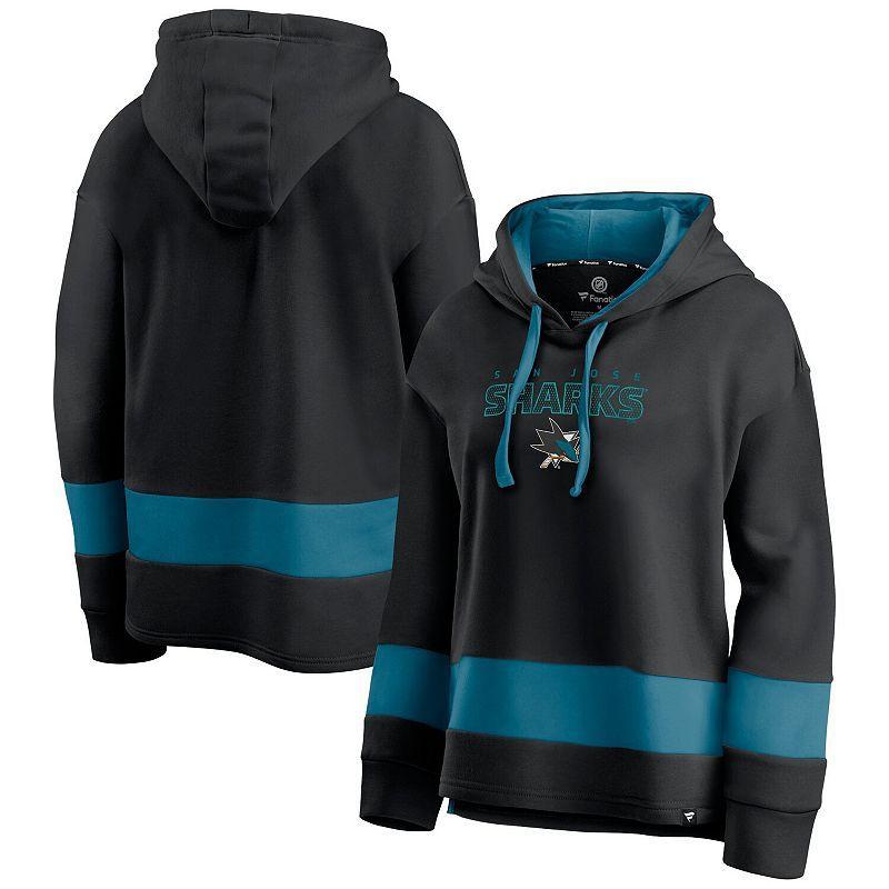 Womens Fanatics Branded Black/Teal San Jose Sharks Colors of Pride Colorblock Pullover Hoodie Product Image