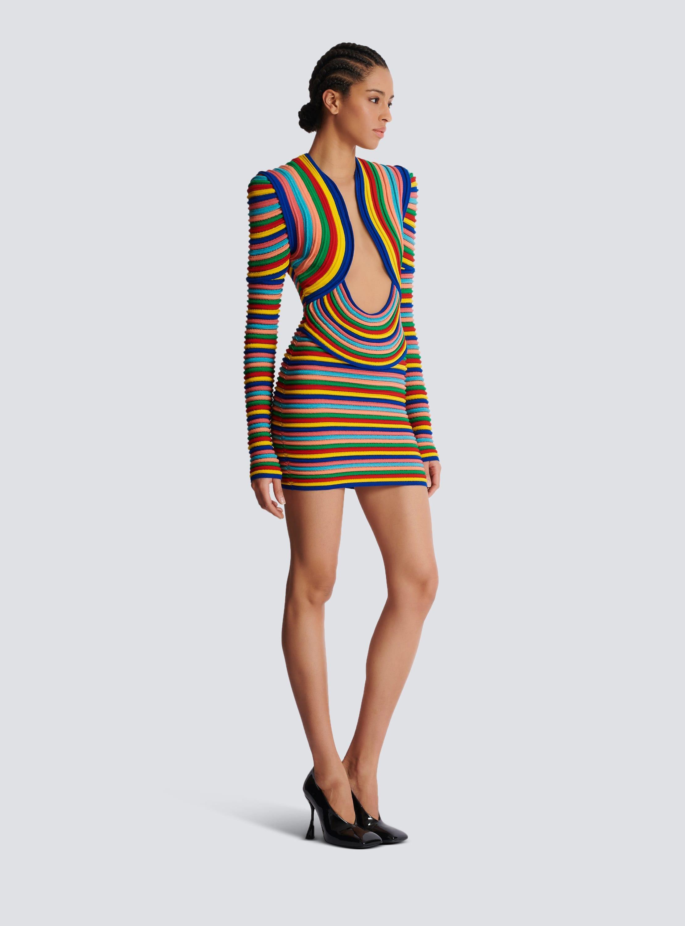 Short dress in multicoloured rolled knit Product Image