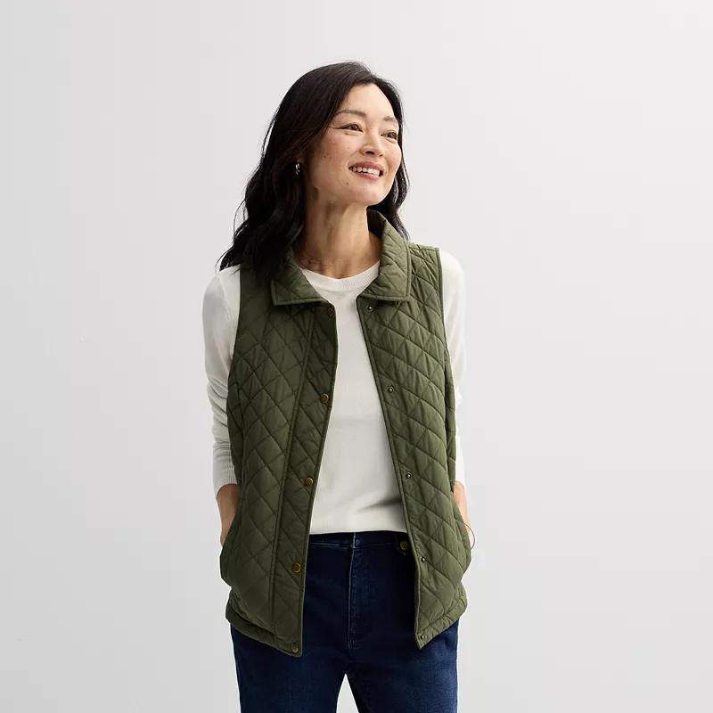 Womens Croft & Barrow Quilted Snap Vest Product Image