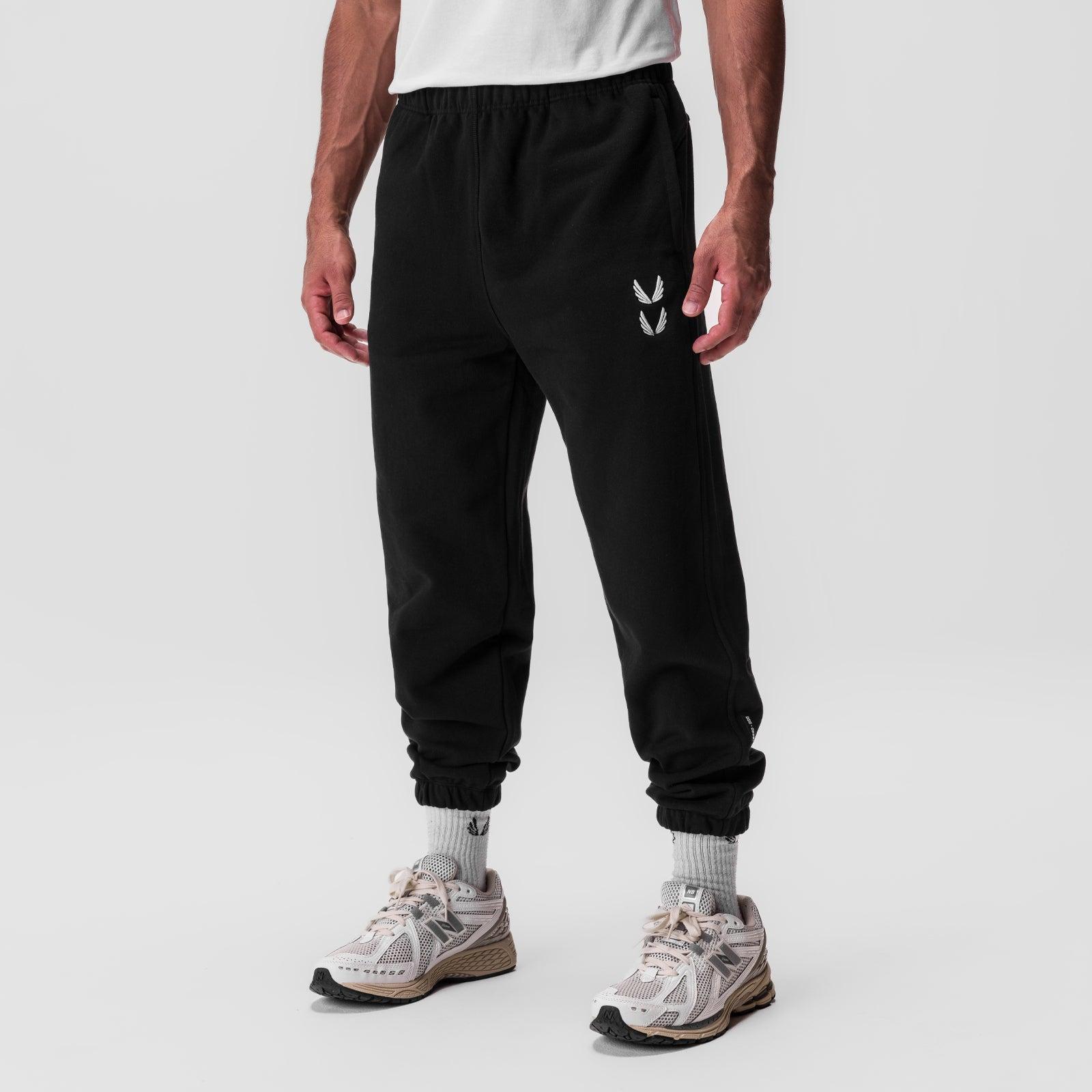 0655. Tech-Terry™ Oversized Sweats - Black "Stacked Wings" Product Image