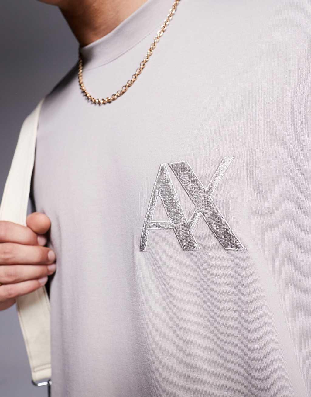 Armani Exchange tonal logo t-shirt in beige Product Image