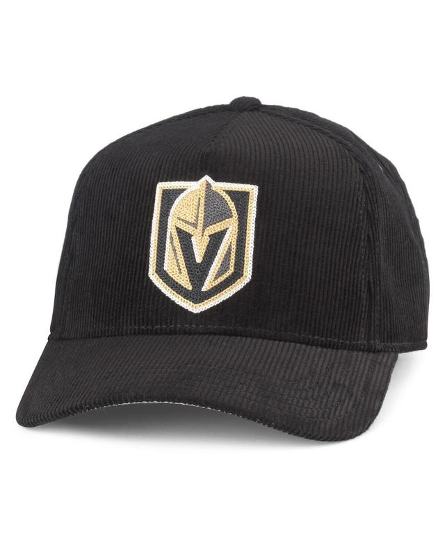 Mens American Needle Black Vegas Golden Knights Corduroy Chain Stitch Adjustable Hat Product Image