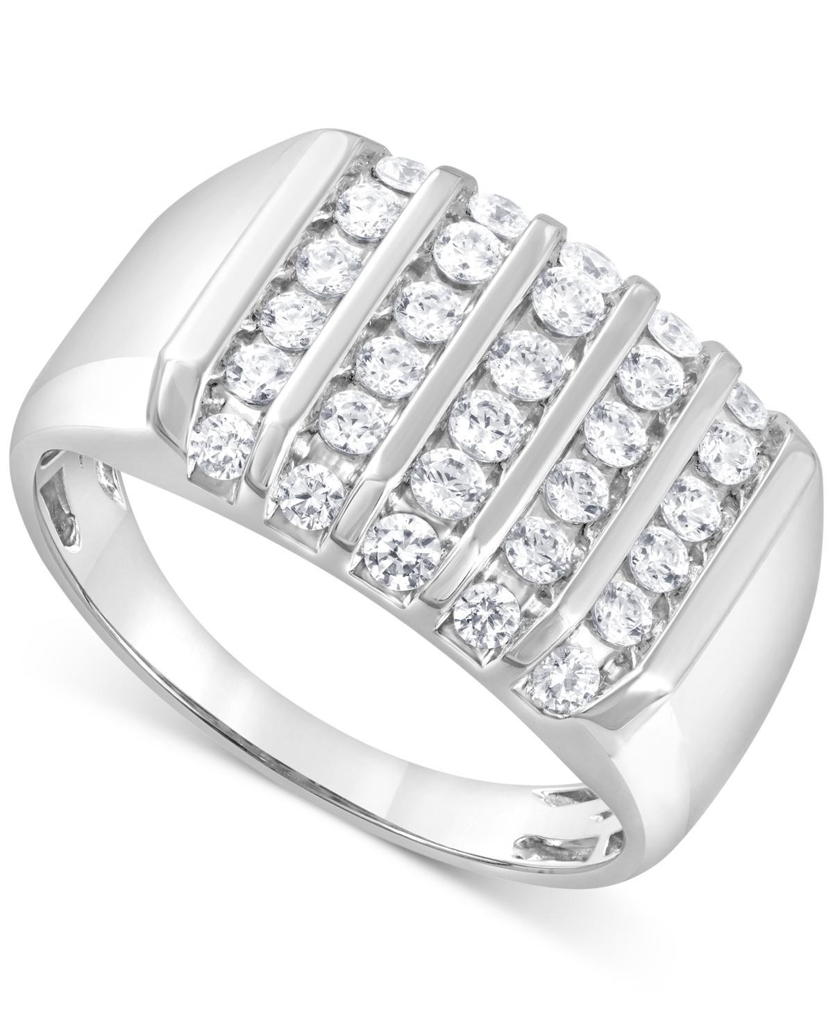 Mens Diamond Multirow Cluster Ring (1 ct. t.w.) in 10k White Gold Product Image