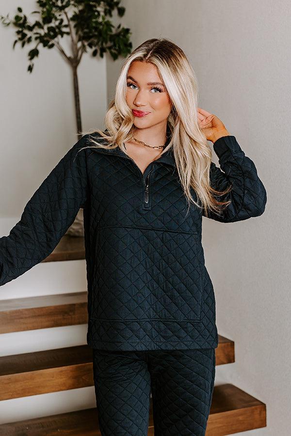 Paris Mornings Quilted Sweater In Black Product Image