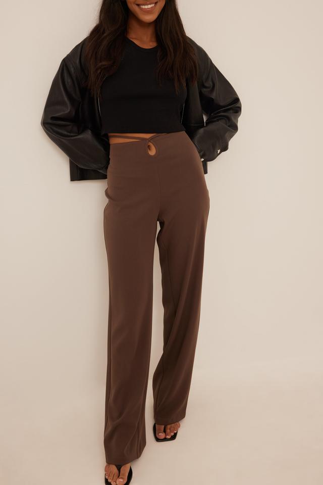 Front Detailed Tie Suit Pants Product Image