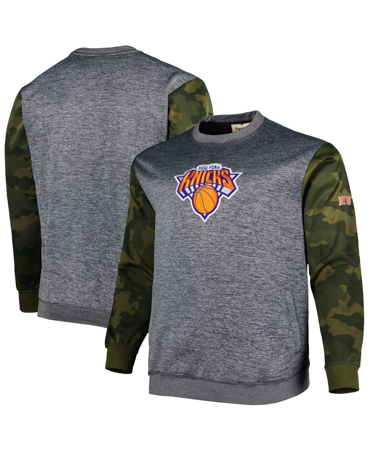 Mens Fanatics Branded Heather Charcoal New York Knicks Big & Tall Camo Stitched Sweatshirt Product Image