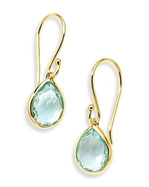 Womens Rock Candy 18K Green Gold & Blue-Topaz Teeny Teardrop Earrings Product Image