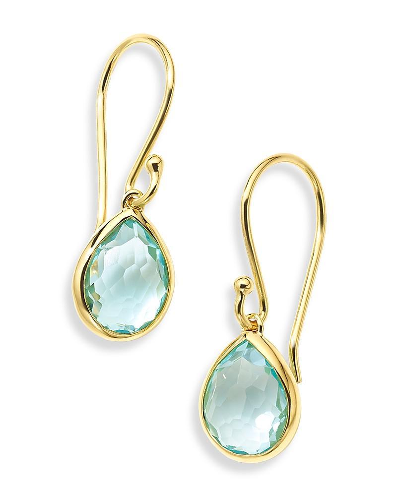 Womens Rock Candy 18K Green Gold & Blue-Topaz Teeny Teardrop Earrings Product Image