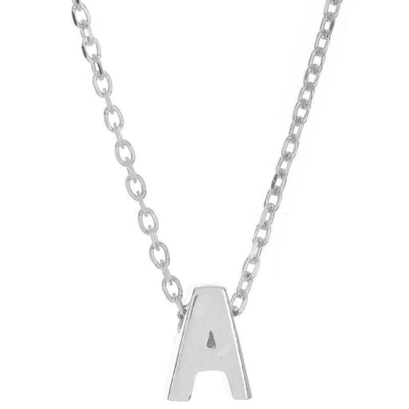 Adornia Rhodium-Plated Mini Initial A Pendant Necklace, 16 + 2 extender - P Product Image