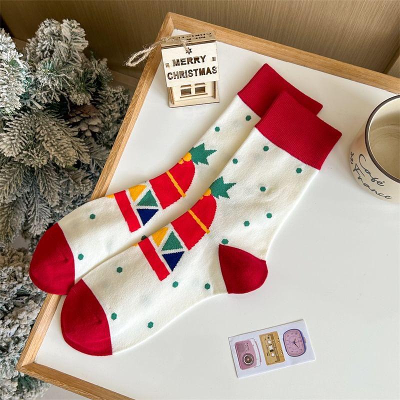 Christmas Cartoon Print Socks Product Image