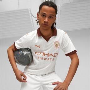 PUMA Manchester City 23/24 Men's Away Jersey in White/Aubergine Product Image