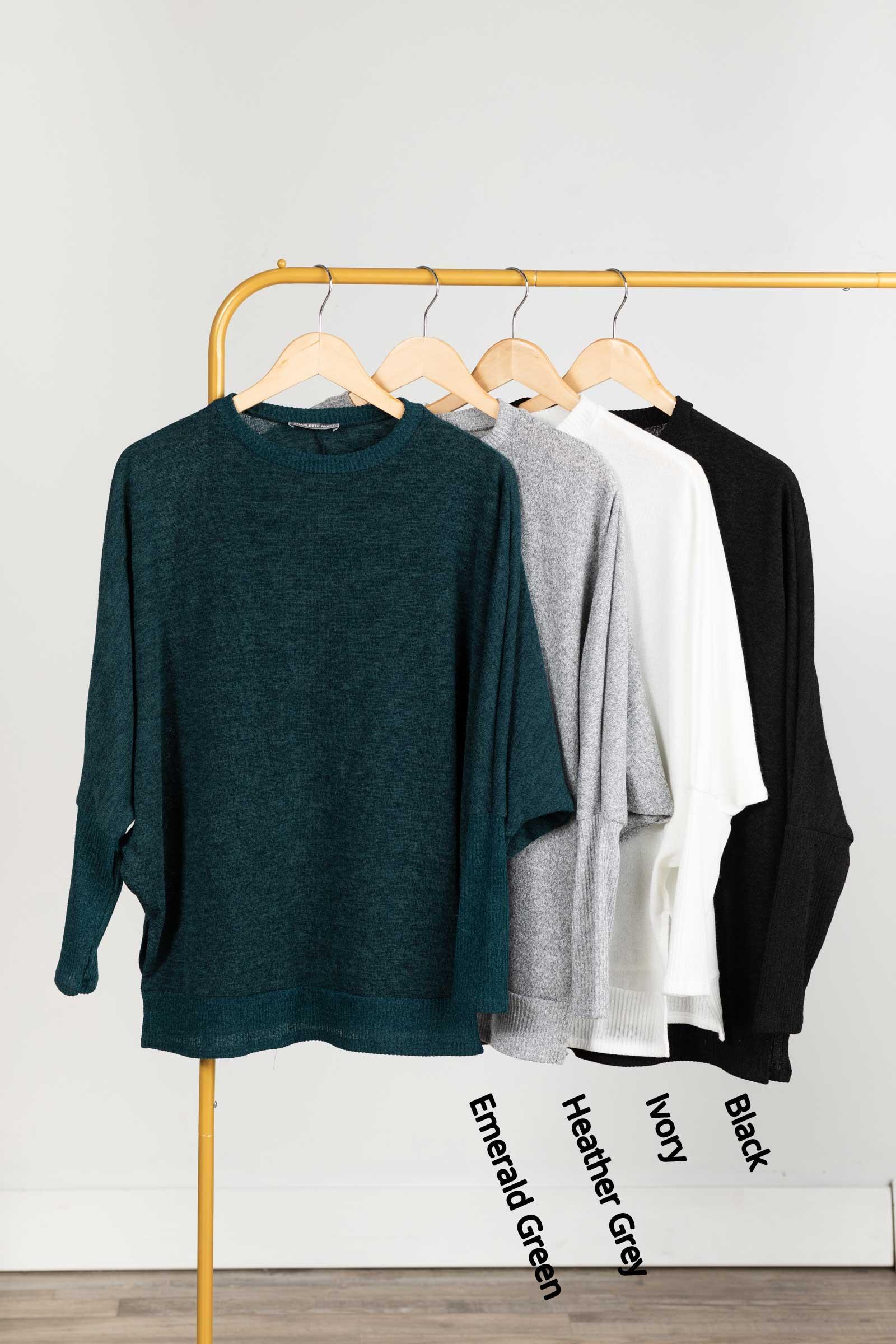 Long Sleeve Melange Knit Top Product Image