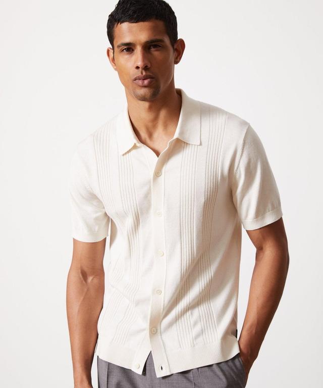 Silk Cotton Ribbed Full Placket Polo Product Image