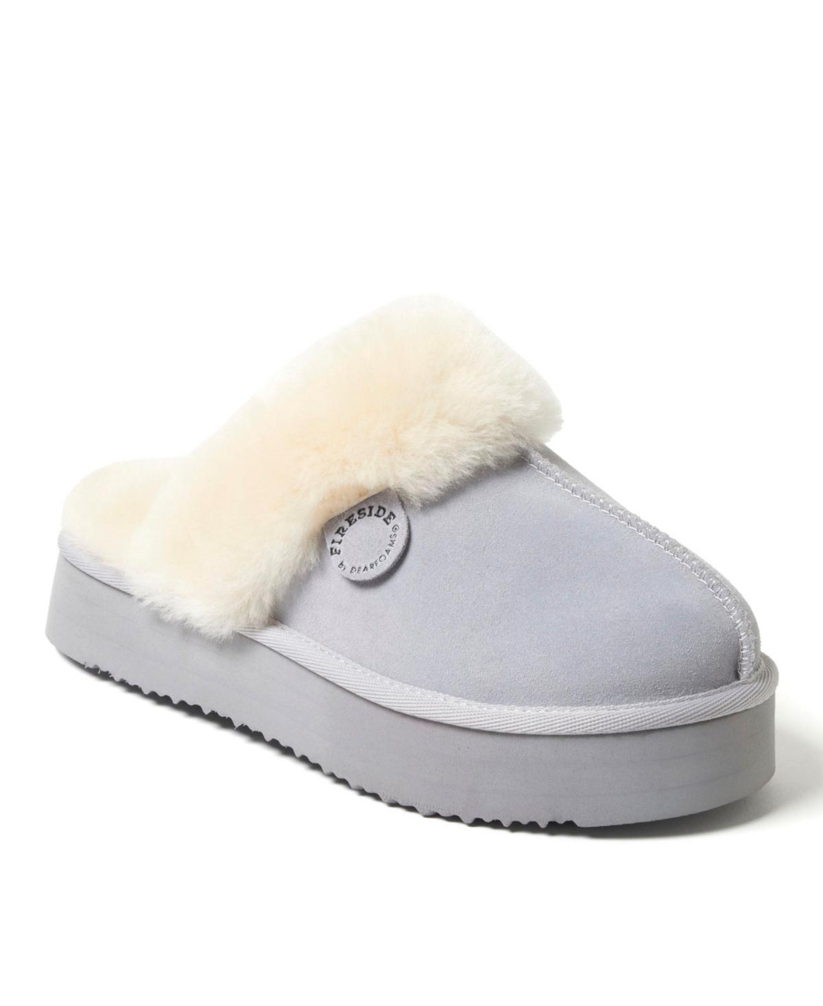 Dearfoams Fireside Melton Shearling Womens Platform Scuff Slippers Brown Product Image