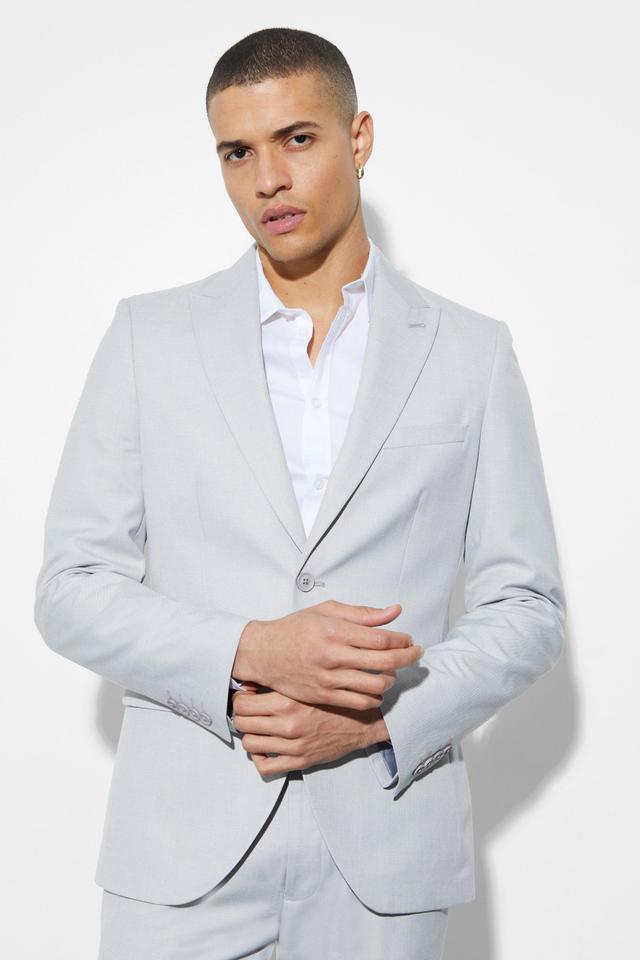 Slim Single Breasted Linen Suit Jacket | boohooMAN USA Product Image