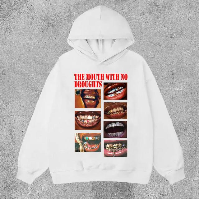 Stylish The Mouth With No Droughts Print Side Pockets Hoodie Product Image