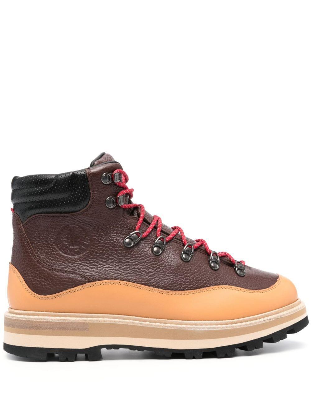 Multicolor Leather Peka Trek Ankle Boots In Brown Product Image