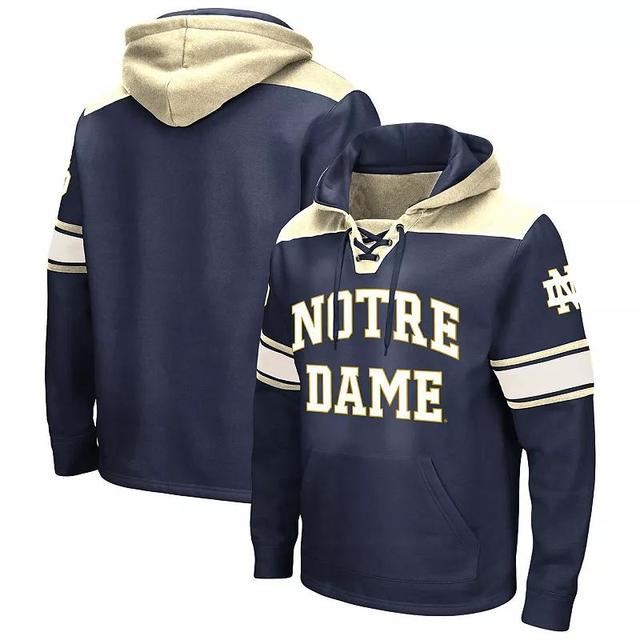 Mens Colosseum Notre Dame Fighting Irish Big & Tall Hockey Lace-Up Pullover Hoodie Blue Product Image