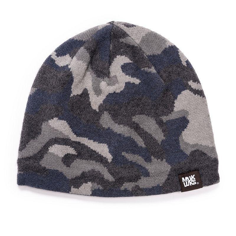 Mens MUK LUKS Camo Beanie, Gray Green Product Image