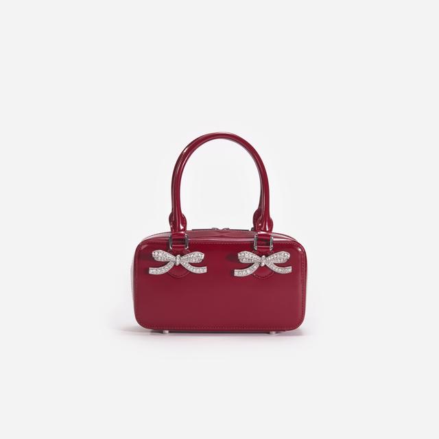 Burgundy Leather Mini Tote Bag Product Image