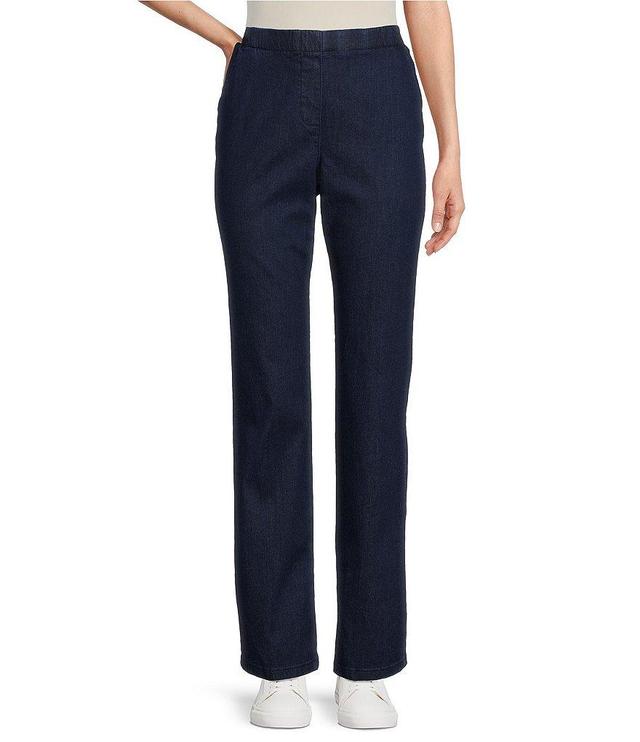 Allison Daley Straight Leg Stretch Denim Elastic Waist Pull-On Pants Product Image