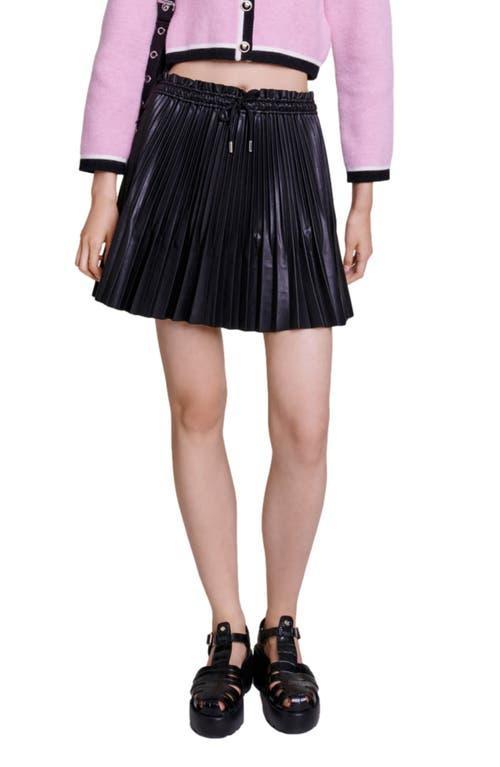 maje Jake Pleated Faux Leather Miniskirt Product Image