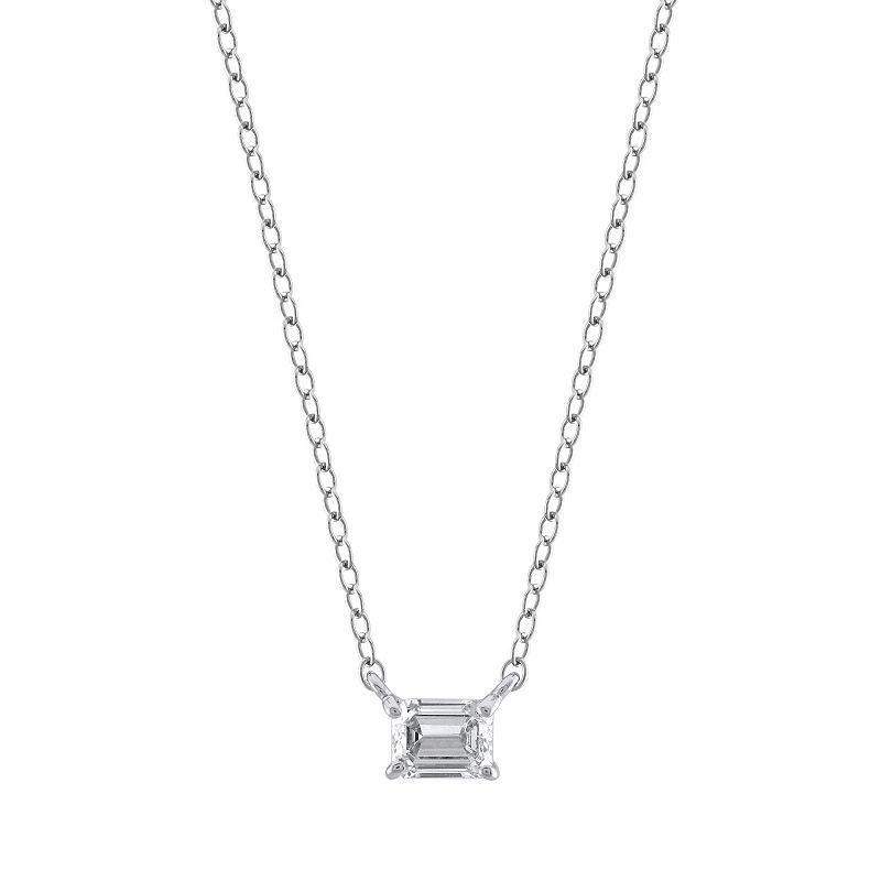 Arctic Clear 14k Gold 1/3 Carat T.W. Emerald Cut Lab-Grown Diamond Solitaire Pendant Necklace, Womens 14k White Gold Product Image