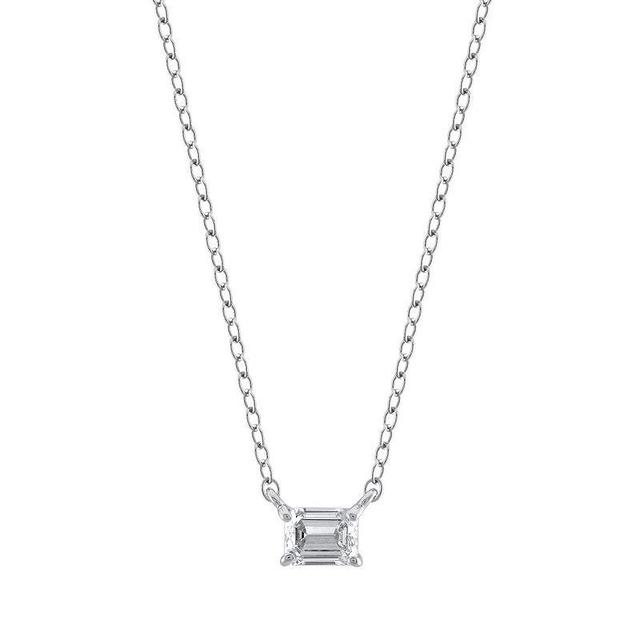 Arctic Clear 14k Gold 1/3 Carat T.W. Emerald Cut Lab-Grown Diamond Solitaire Pendant Necklace, Womens White Product Image