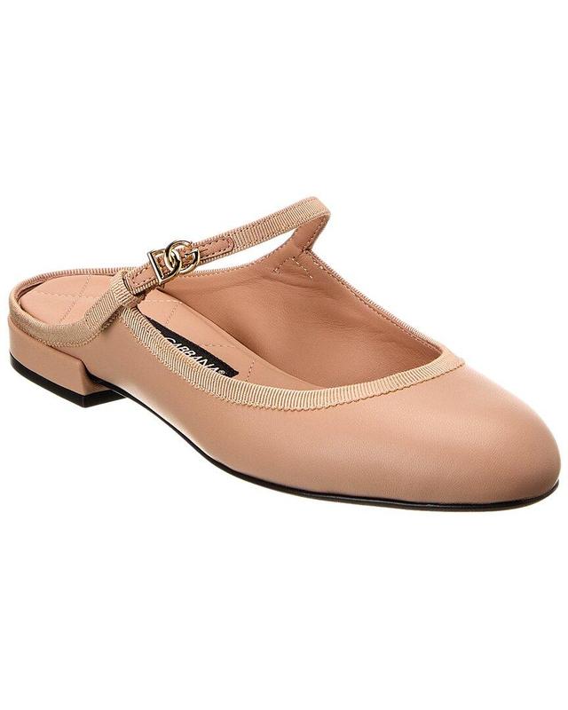 Leather Mule In Beige Product Image