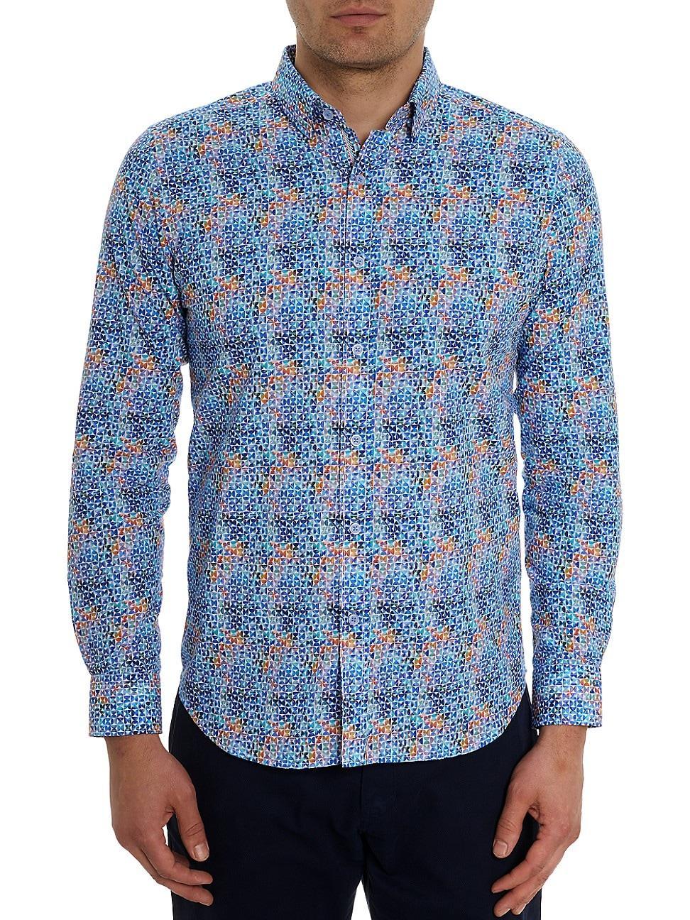 Mens Venlow Geometric Cotton Shirt Product Image